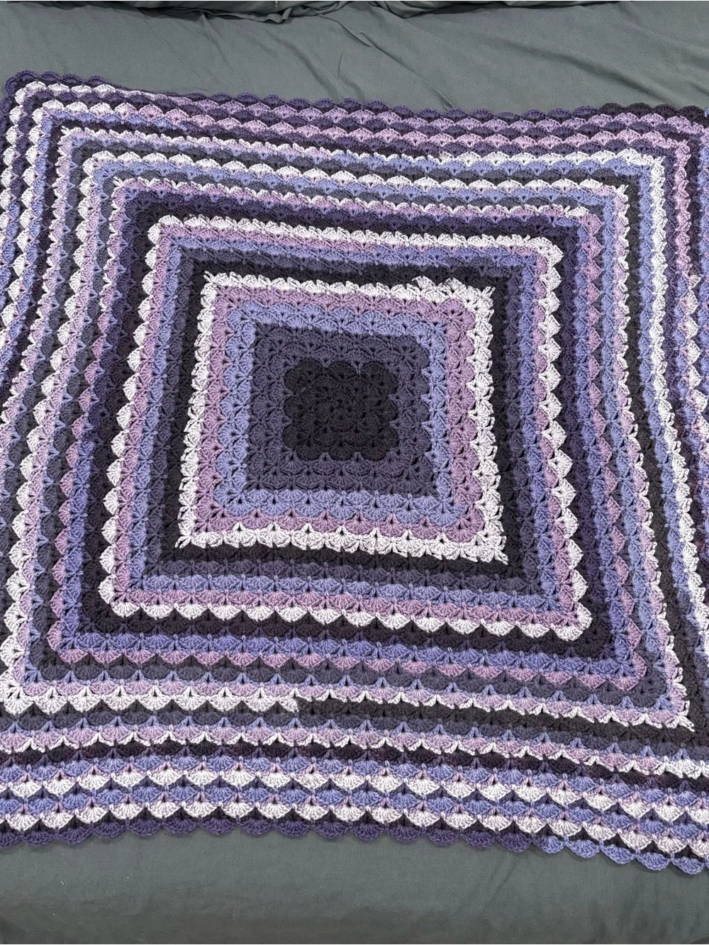 Grandma Core Handmade Crochet Throw Blanket Multi Shade of Purple